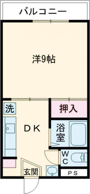 ロゼッタウエスト(1K/2階)の間取り写真