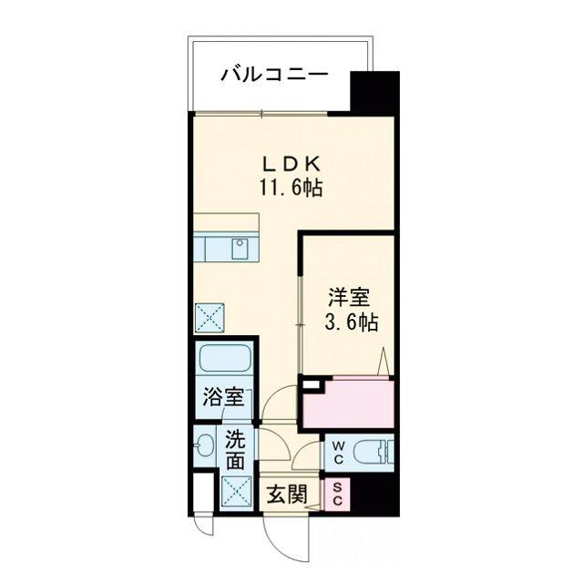 ALIVIS浪速東SOL TERRACE(1LDK/7階)の間取り写真