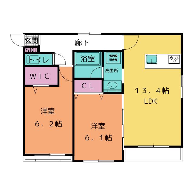 コンフォルタ八幡(2LDK/1階)の間取り写真