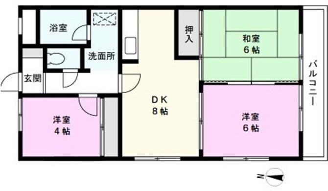 グリーンヒルセゾン(3DK/2階)の間取り写真