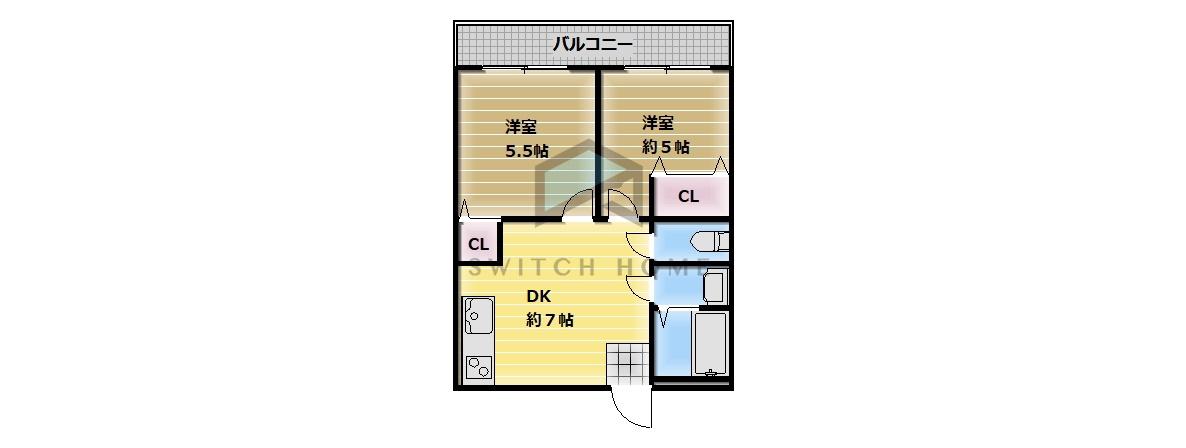 サンライフ小阪(2DK/6階)の間取り写真