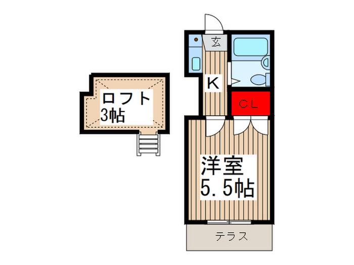 ソシオ蕨(1K/1階)の間取り写真