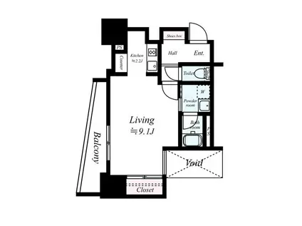 アソシアグロッツォ天神ミッドシティ(ワンルーム/4階)の間取り写真