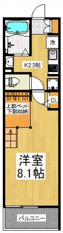 西武新宿線 西武柳沢駅 徒歩10分 3階建 築10年(1K/2階)の間取り写真