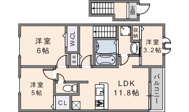 スヴェラ・テールI(2LDK/2階)の間取り写真