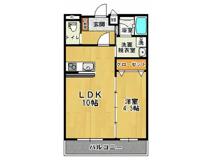 マンションプラチードグランデ(1LDK/1階)の間取り写真
