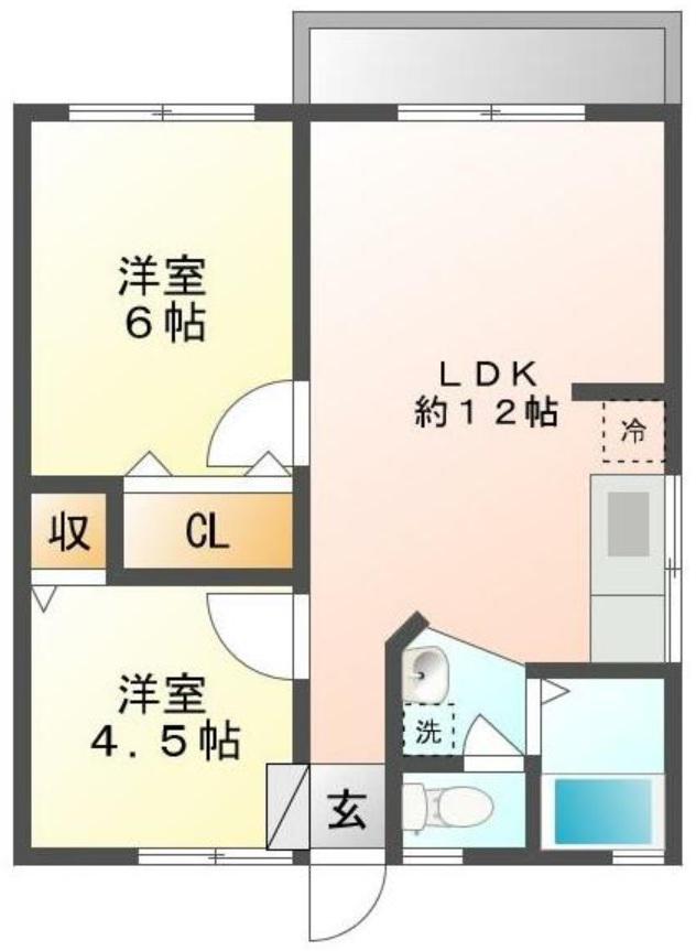 ホワイトホーム久里浜(2LDK/2階)の間取り写真