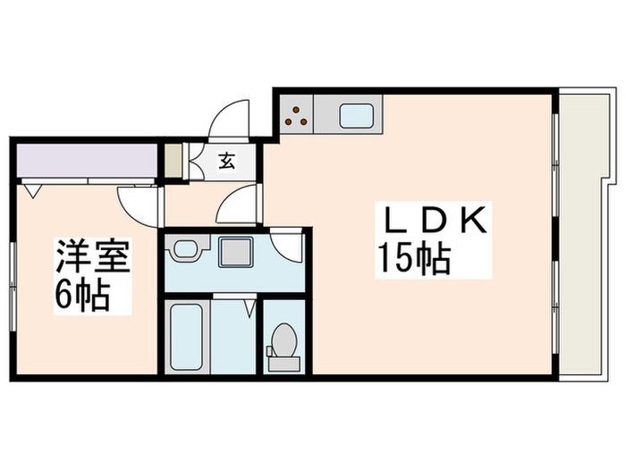 グリーンヒル藤が丘C(1LDK/4階)の間取り写真