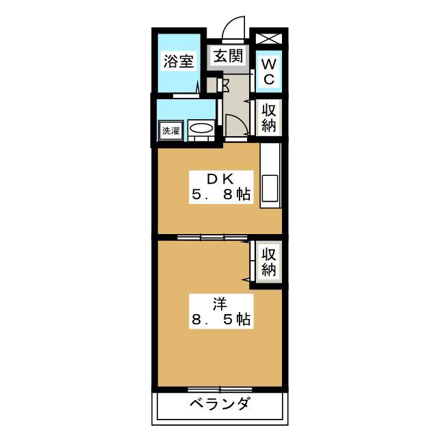 アビタシオン オジェール(1DK/1階)の間取り写真