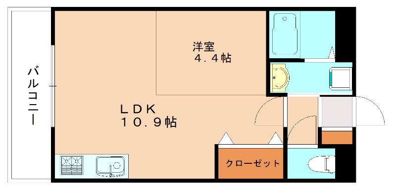 リヴィエール福丸 弐番館(1LDK/1階)の間取り写真