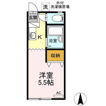 パナハイツ(1K/1階)の間取り写真