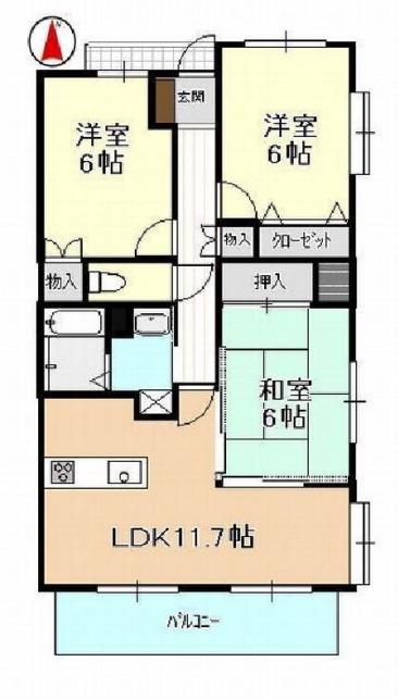 ライ・レ・ローゼ(3LDK/2階)の間取り写真