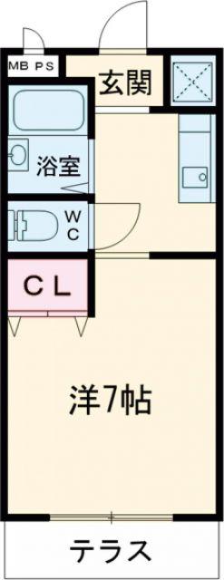 エレガンタナカII(1K/1階)の間取り写真