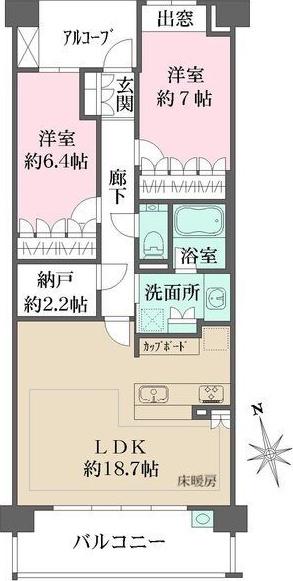 ザ・パークハウス池下(2LDK/3階)の間取り写真
