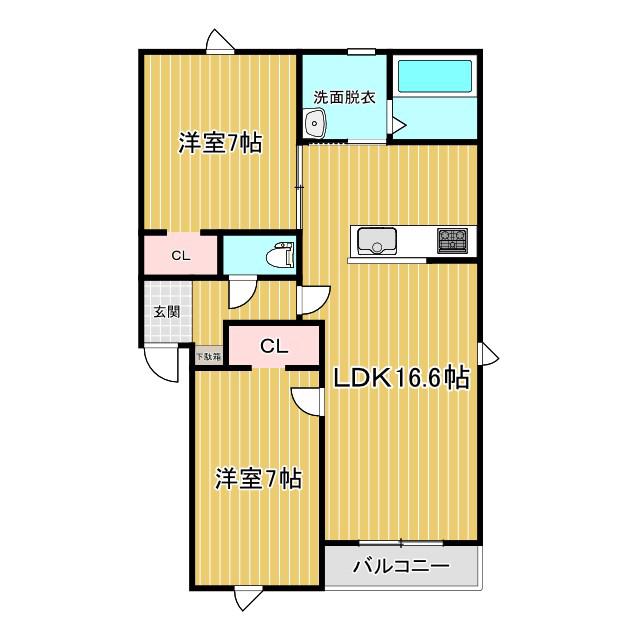 DOLCE BOSCO(2LDK/2階)の間取り写真