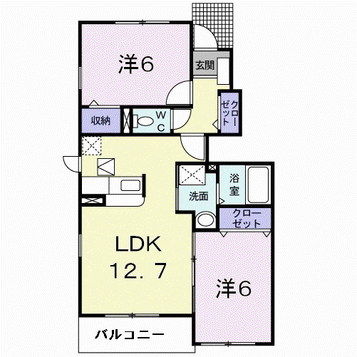 東武伊勢崎線 谷塚駅 徒歩15分 2階建 築18年(2LDK/1階)の間取り写真