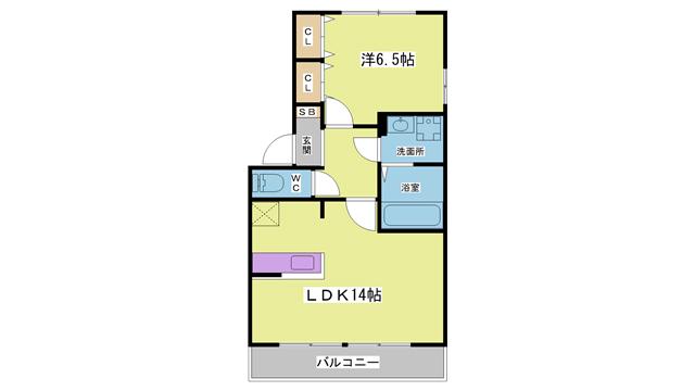 プロスペラール(1LDK/1階)の間取り写真
