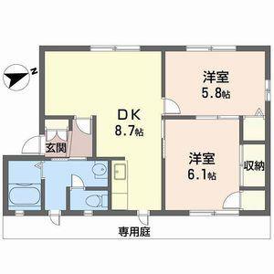 ラヴェール英賀保 B棟(2DK/1階)の間取り写真