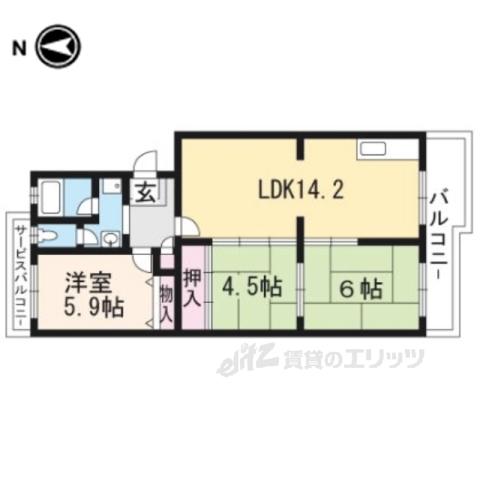 セレッソ甲西C号館(3LDK/5階)の間取り写真