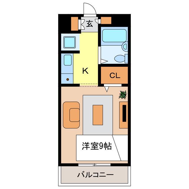 ヴィラージュ ミュゲ(1K/3階)の間取り写真