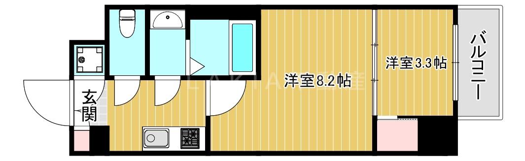 エグゼ難波東(1DK/9階)の間取り写真