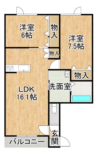 ステラIIK(2LDK/2階)の間取り写真