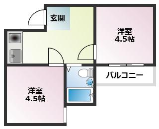 アメニティ東神戸(2K/1階)の間取り写真