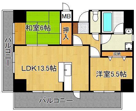 アネーロあそう(2LDK/3階)の間取り写真