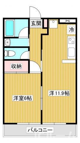 メゾンドノエルI(1LDK/1階)の間取り写真