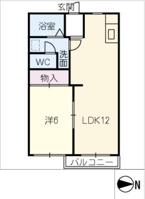 タウニー川西(1LDK/2階)の間取り写真