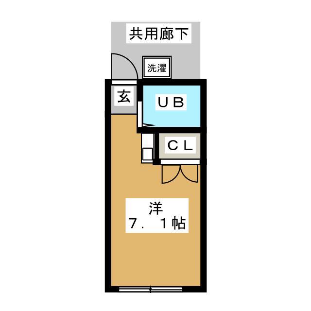 栗原ハイツ(ワンルーム/1階)の間取り写真