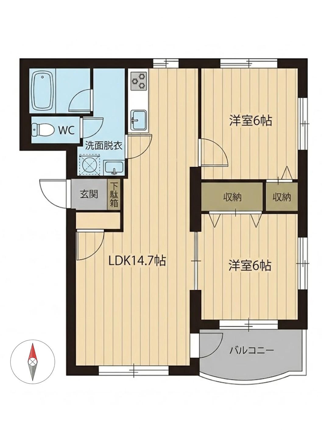 ベルメゾンT&M(2LDK/3階)の間取り写真
