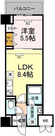 ELGRAND箱崎(1LDK/5階)の間取り写真
