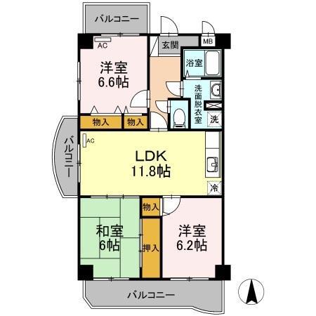 パークサイドHIRATA(3LDK/1階)の間取り写真