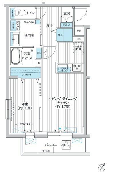 クラルテラセ新宿富久(1LDK/4階)の間取り写真