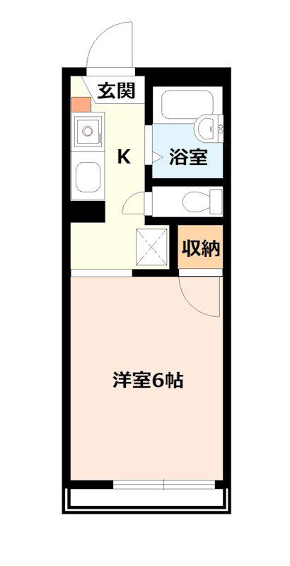 ヒルサイド湘南C(ワンルーム/2階)の間取り写真