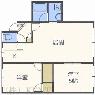 條野ハイツE(2LDK/1階)の間取り写真