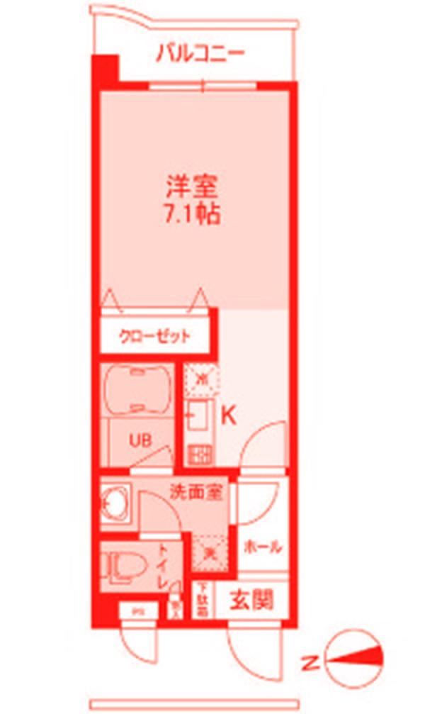 エクセルハイムII(1K/2階)の間取り写真