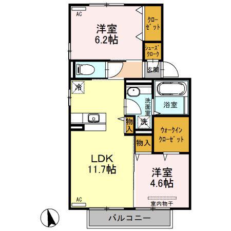 セジュール花みずき A棟(2LDK/2階)の間取り写真