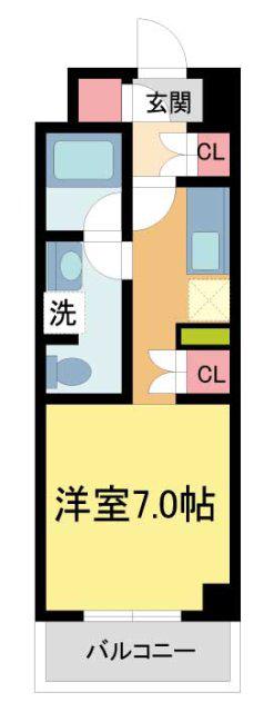 サカトⅠ(ワンルーム/2階)の間取り写真