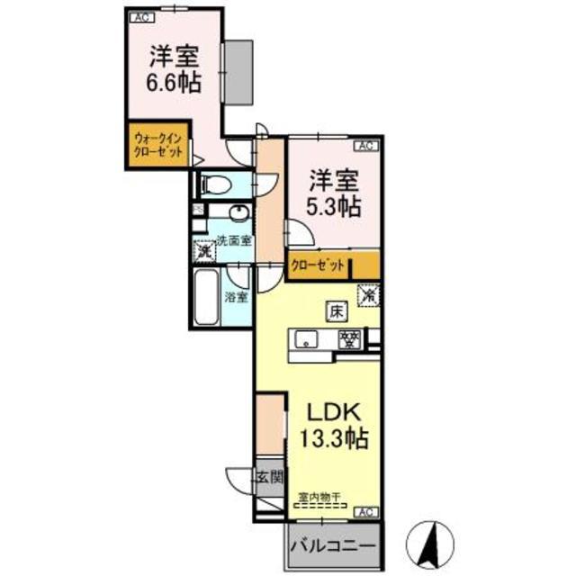 ブラウンコート(2LDK/1階)の間取り写真