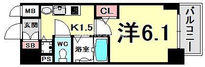 プレサンス神戸西スパークリング(1K/8階)の間取り写真