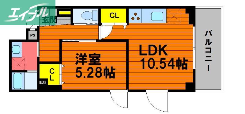 アドバンスM(1LDK/3階)の間取り写真
