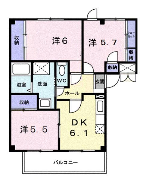 ミノリハイツ(3DK/2階)の間取り写真