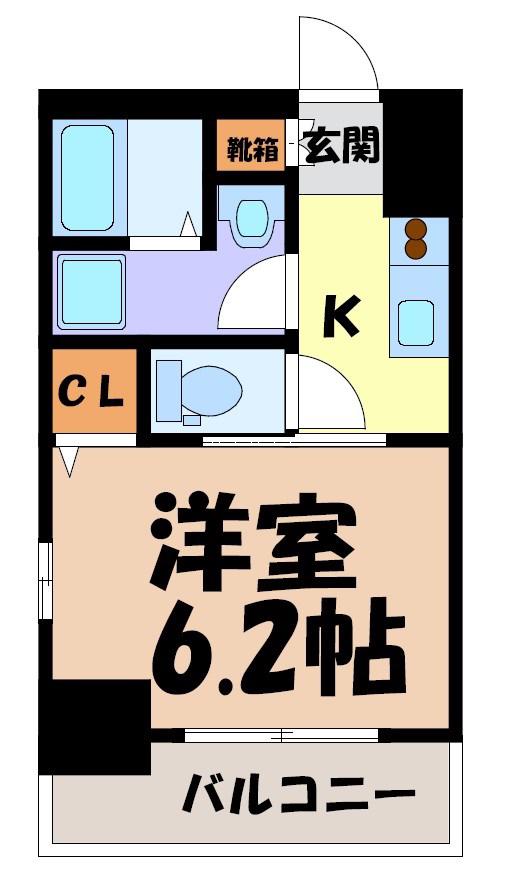 エステムコート名古屋泉プラチナムゲート(1K/2階)の間取り写真