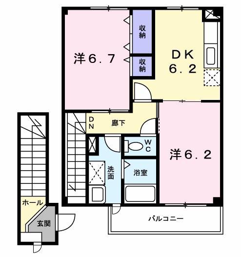 ニューシティー藤澤(2DK/2階)の間取り写真