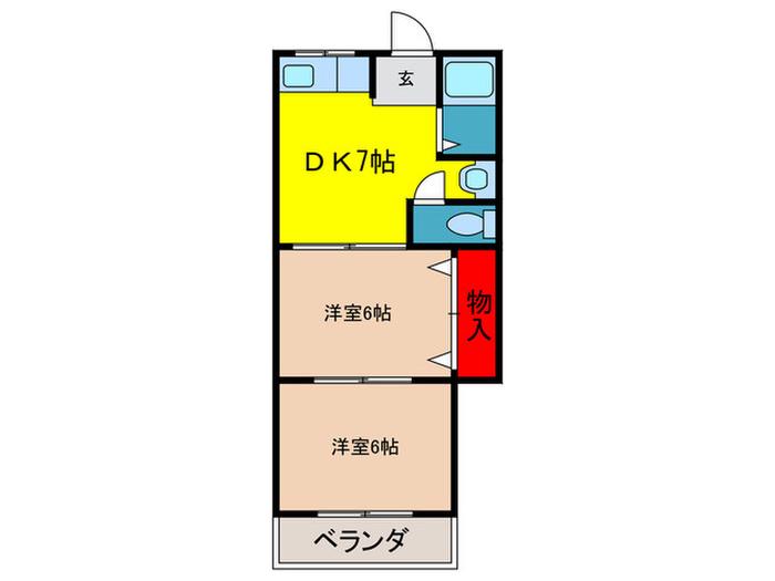 ハイムマルシェ(2DK/2階)の間取り写真