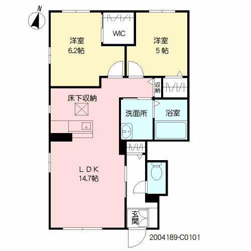シャンティ  C棟(2LDK/1階)の間取り写真