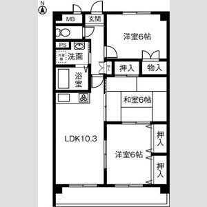 ドリーム來(3LDK/3階)の間取り写真
