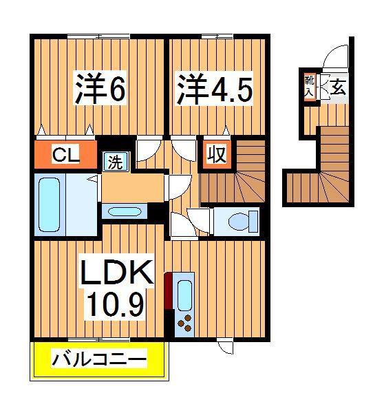 セジュールⅥ(2LDK/2階)の間取り写真